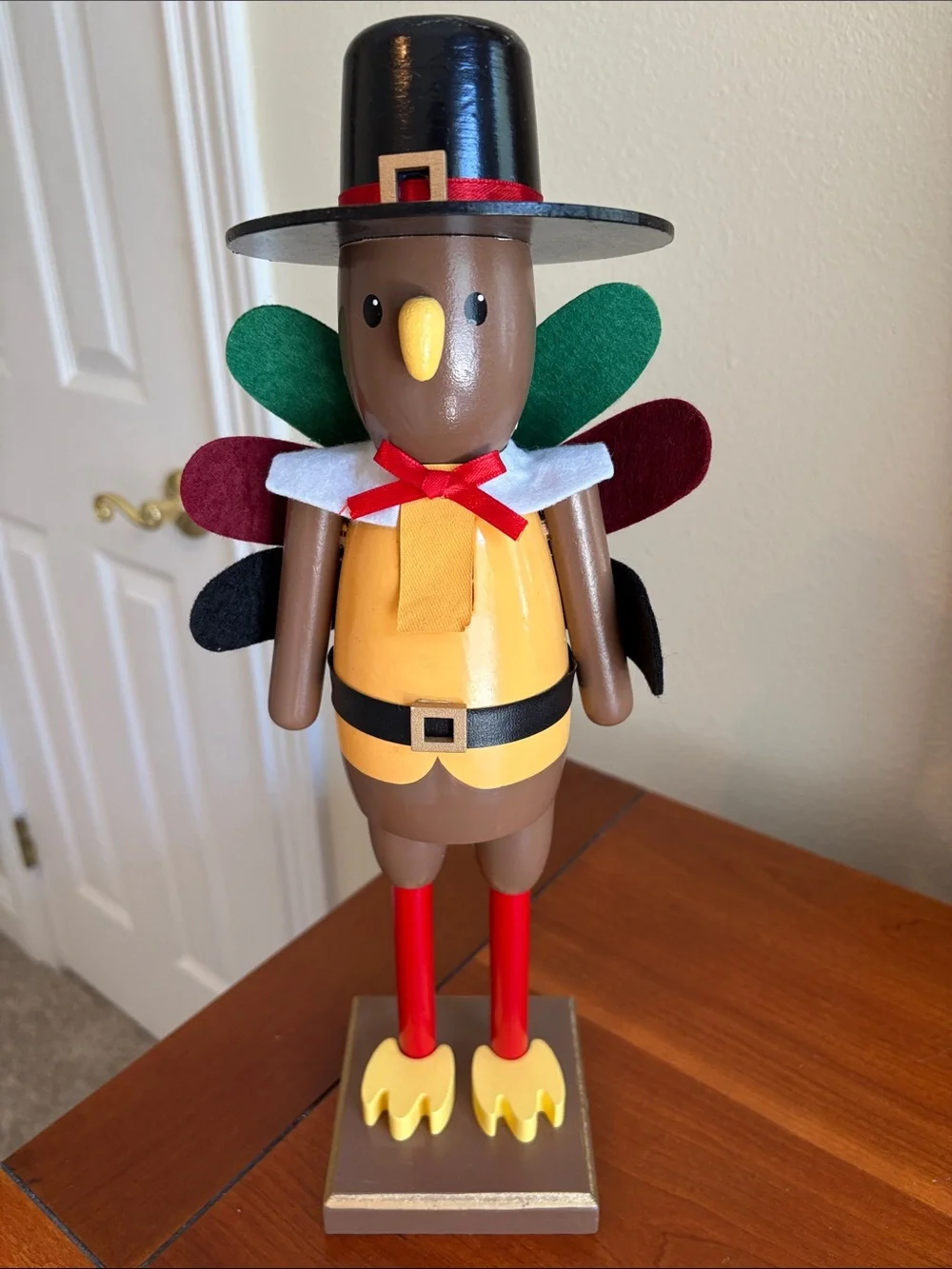 3 Wooden Fall Pumpkin Thanksgiving Turkey Pilgrim Wood Nutcrackers Farmhouse